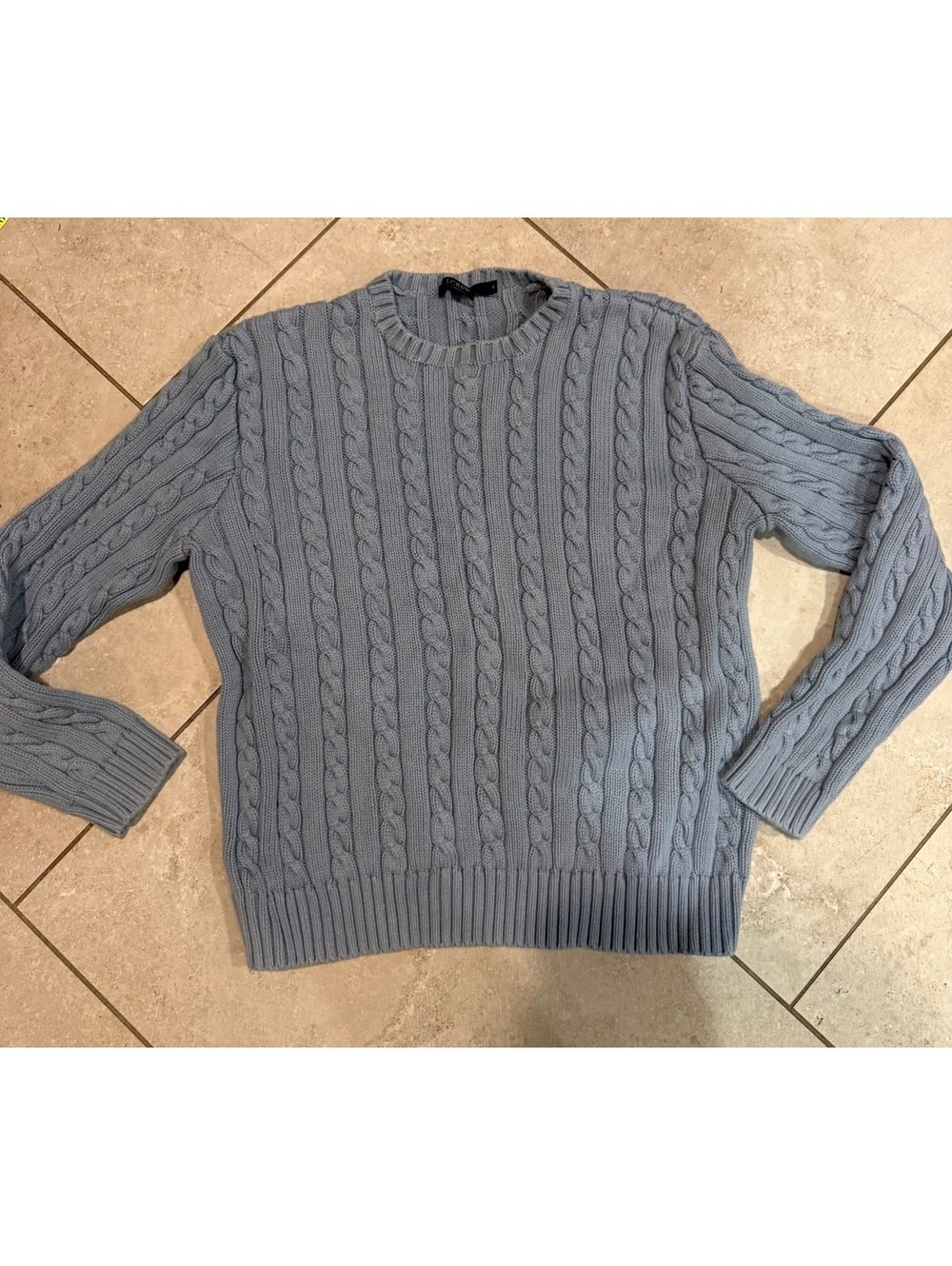 Vintage J Crew gray blue cotton knit cableknit thick sweater M cozy